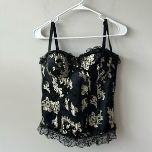 Black and gold Venetian corset bodice lingerie women